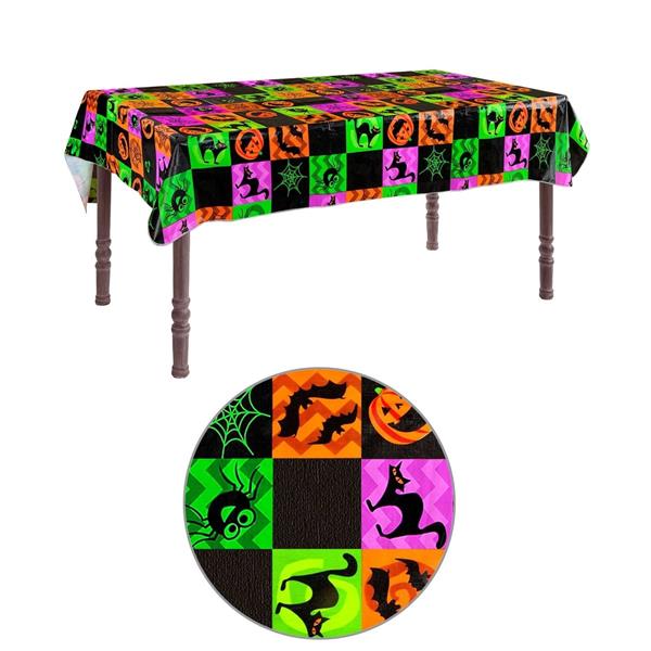 Grote foto halloween tafelkleed gekleurd neon 1 78m verzamelen overige verzamelingen