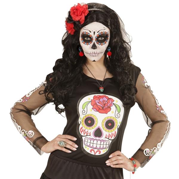 Grote foto halloween oorbellen schedels met roos verzamelen overige verzamelingen