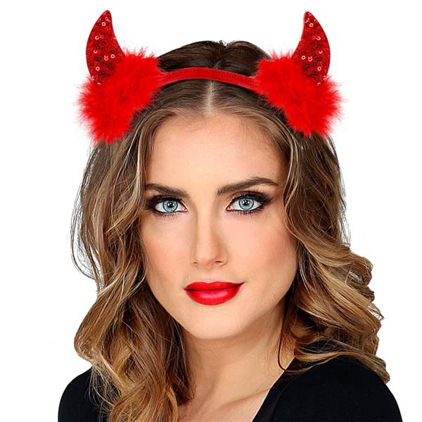 Grote foto halloween haarband rood duivel glitters verzamelen overige verzamelingen