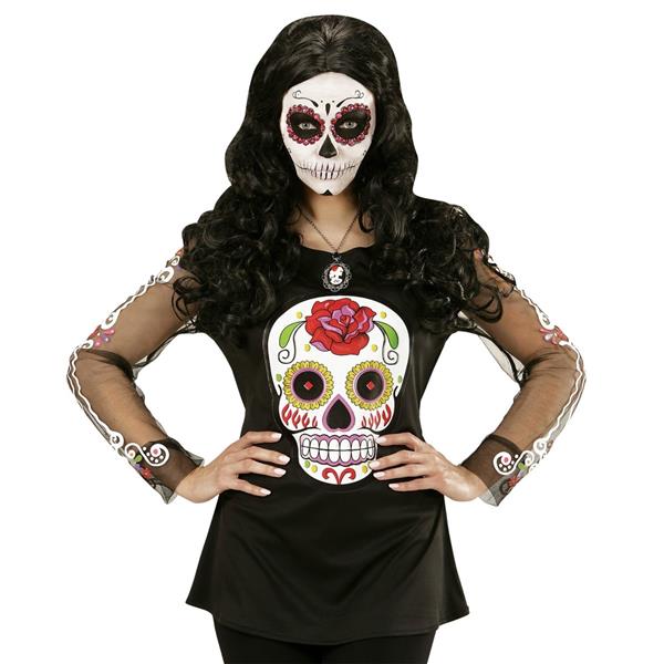 Grote foto dia de los muertos shirt zwart wit dames verzamelen overige verzamelingen