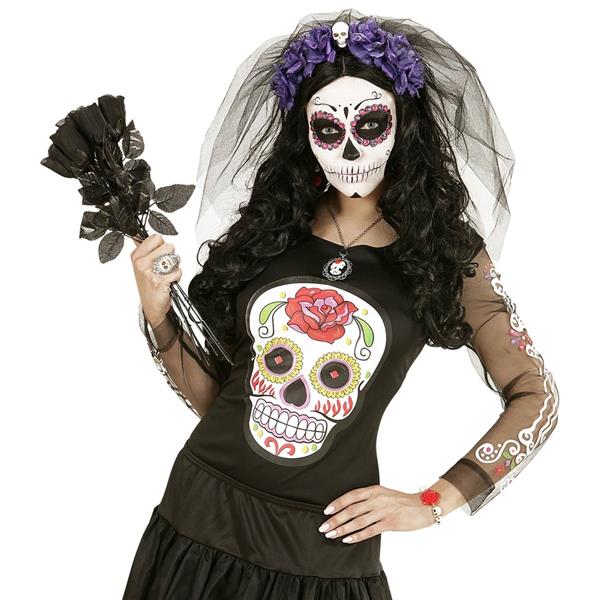 Grote foto dia de los muertos shirt zwart wit dames verzamelen overige verzamelingen
