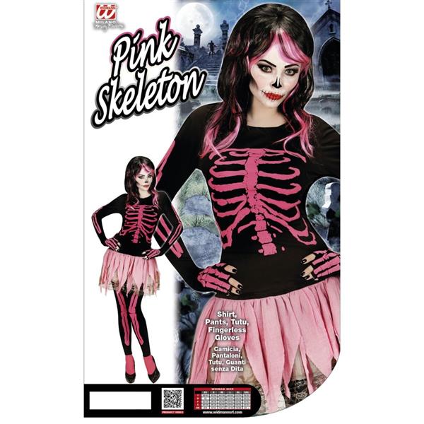 Grote foto skelet kostuum zwart roze dames 4 delig verzamelen overige verzamelingen