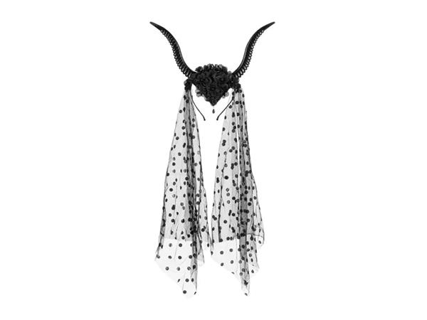 Grote foto duivel haarband zwart met sluier verzamelen overige verzamelingen