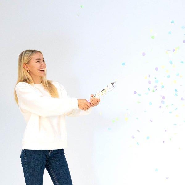 Grote foto gekleurde confetti kanon pastel 28cm verzamelen overige verzamelingen
