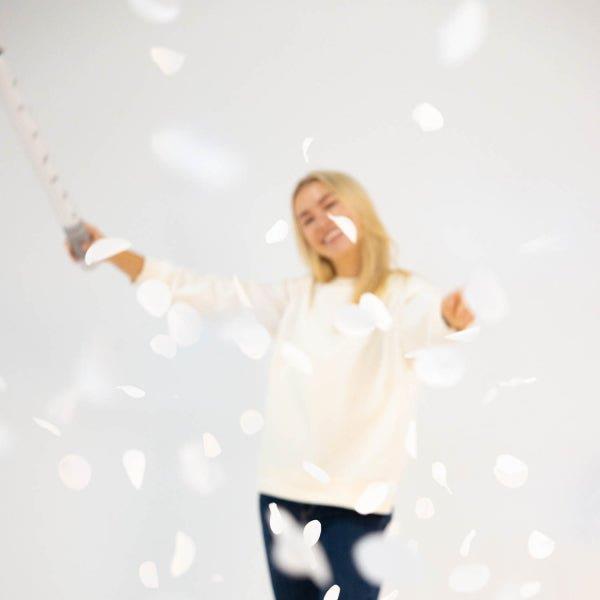Grote foto witte confetti kanon wit rozenblaadjes 40cm verzamelen overige verzamelingen