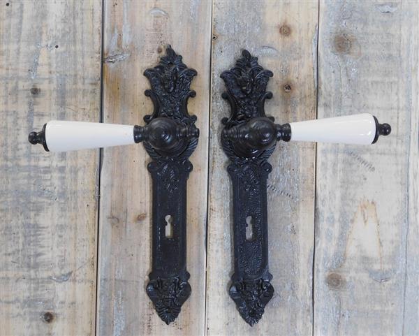 Grote foto set deurgrepen voor binnendeuren met 2 deurplaten donker bruin ijzer doe het zelf en verbouw materialen en producten