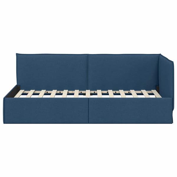 Grote foto vidaxl hoekbedframe met hoofdeinde blauw 100 cm x 200 cm stof antiek en kunst stoelen en banken