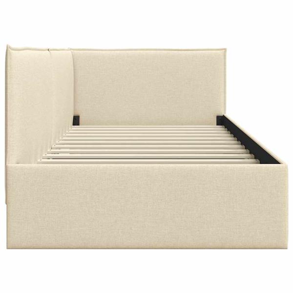 Grote foto vidaxl hoekbedframe met hoofdeinde cr me 100 cm x 200 cm stof antiek en kunst stoelen en banken