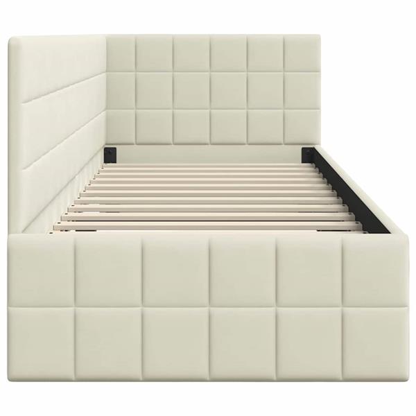 Grote foto vidaxl hoekbedframe met hoofdeinde cr me 80 cm x 200 cm stof antiek en kunst stoelen en banken