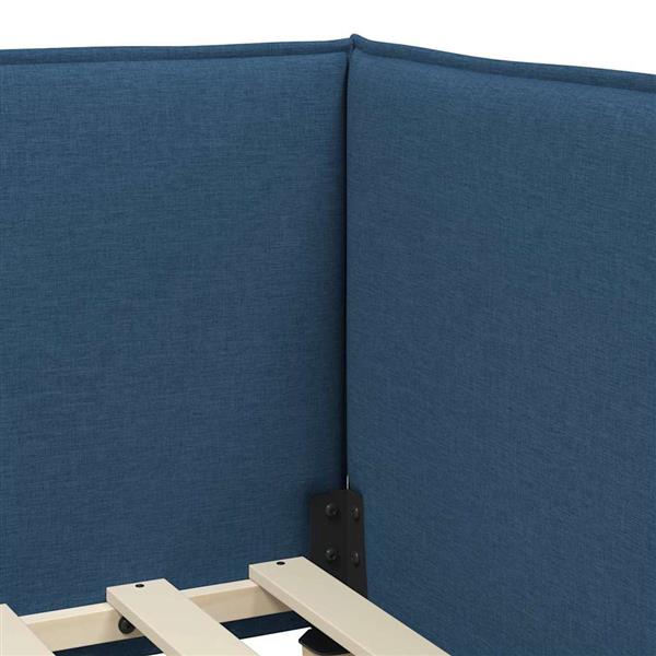Grote foto vidaxl hoekbedframe met hoofdeinde blauw 100 cm x 200 cm stof antiek en kunst stoelen en banken