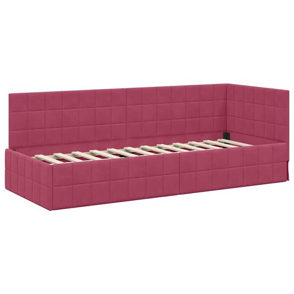 Grote foto vidaxl hoekbedframe met hoofdeinde wijnrood 80 cm x 200 cm stof antiek en kunst stoelen en banken