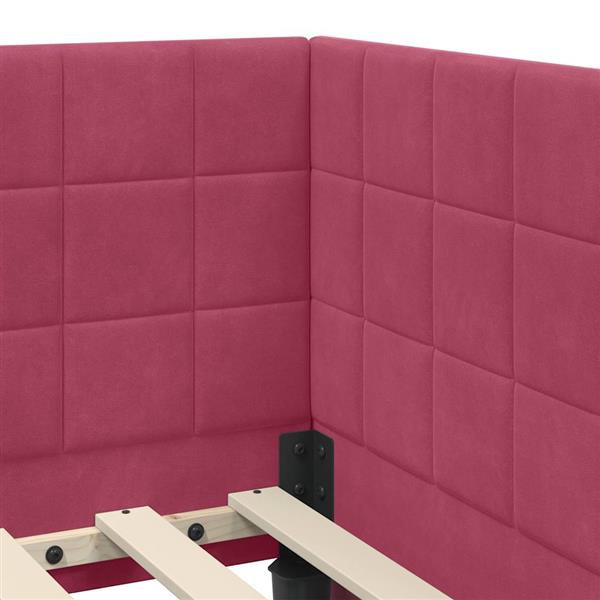 Grote foto vidaxl hoekbedframe met hoofdeinde wijnrood 80 cm x 200 cm stof antiek en kunst stoelen en banken