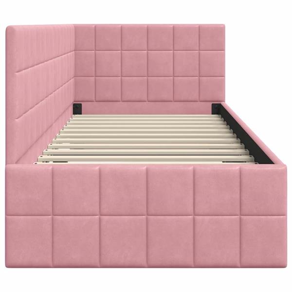 Grote foto vidaxl hoekbedframe met hoofdeinde roze 80 cm x 200 cm stof antiek en kunst stoelen en banken