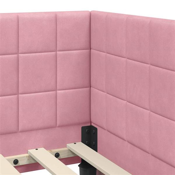 Grote foto vidaxl hoekbedframe met hoofdeinde roze 80 cm x 200 cm stof antiek en kunst stoelen en banken