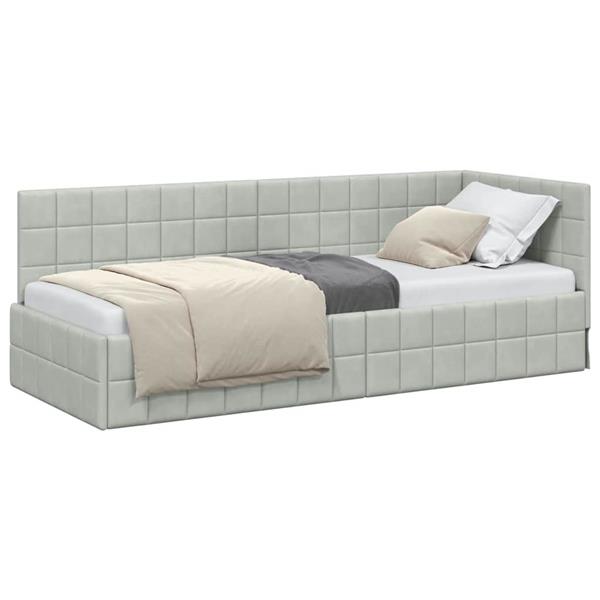 Grote foto vidaxl hoekbedframe met hoofdeinde lichtgrijs 80 cm x 200 cm stof antiek en kunst stoelen en banken