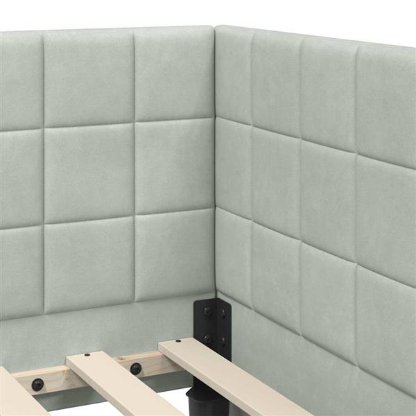 Grote foto vidaxl hoekbedframe met hoofdeinde lichtgrijs 80 cm x 200 cm stof antiek en kunst stoelen en banken