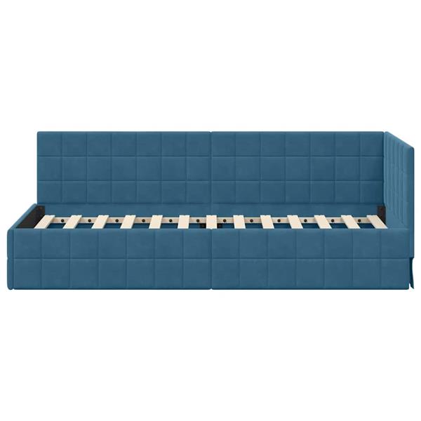 Grote foto vidaxl hoekbedframe met hoofdeinde blauw 80 cm x 200 cm stof antiek en kunst stoelen en banken