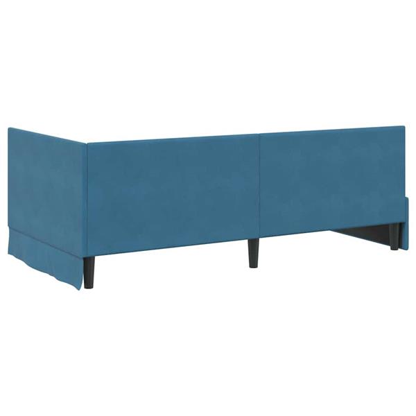 Grote foto vidaxl hoekbedframe met hoofdeinde blauw 100 cm x 200 cm stof antiek en kunst stoelen en banken