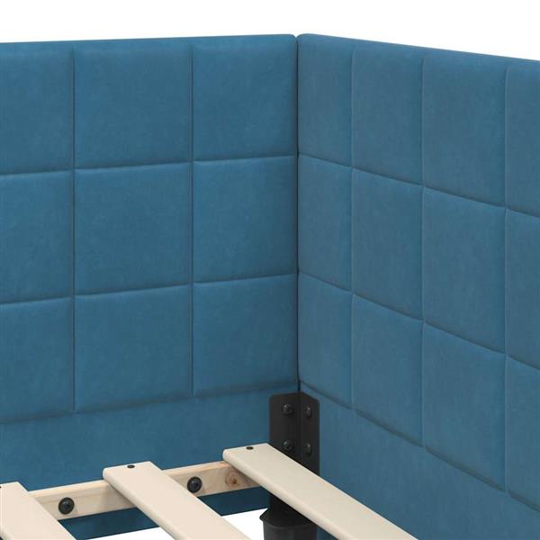 Grote foto vidaxl hoekbedframe met hoofdeinde blauw 100 cm x 200 cm stof antiek en kunst stoelen en banken