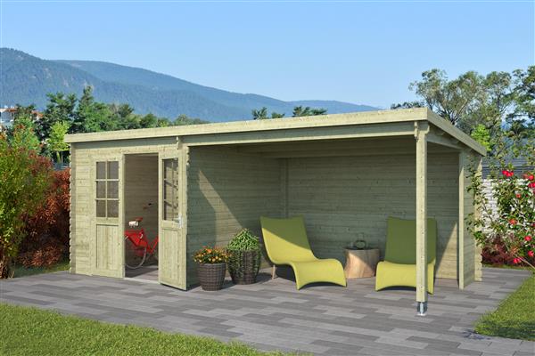 Grote foto blokhut met overkapping sunniva 570x275 vuren tuin en terras tuinhuisjes en blokhutten