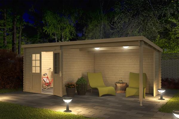 Grote foto blokhut met overkapping sunniva 570x275 vuren tuin en terras tuinhuisjes en blokhutten