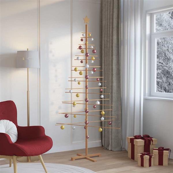 Grote foto vidaxl houten kerstboom met standaard bruin 210 cm bamboe diversen overige diversen
