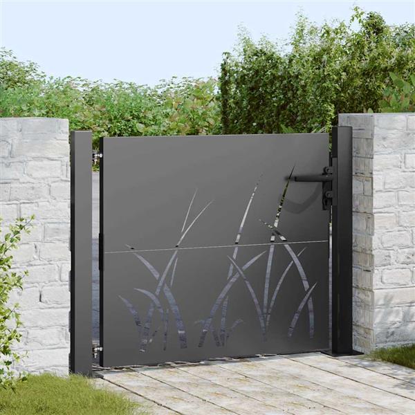 Grote foto vidaxl tuinpoort met slot zwart 85 x 105 cm poedergecoat staal tuin en terras hekken en schuttingen