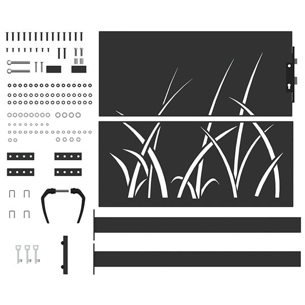 Grote foto vidaxl tuinpoort met slot zwart 85 x 105 cm poedergecoat staal tuin en terras hekken en schuttingen