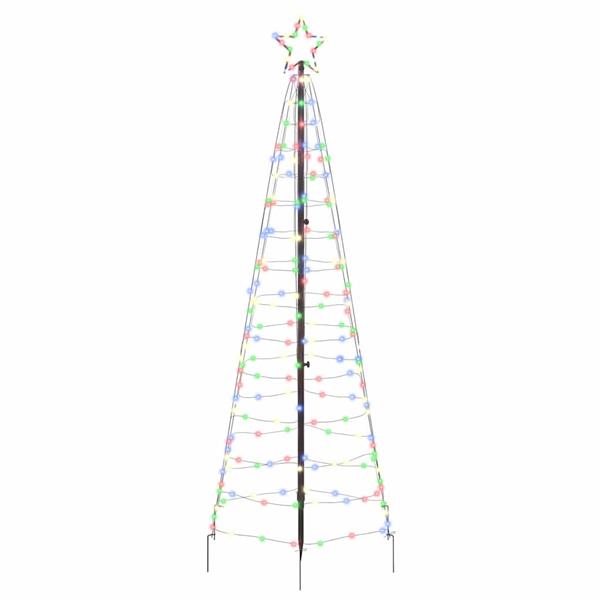 Grote foto vidaxl led kerstboom met grondspiesjes multikleur 250 cm ijzer diversen overige diversen