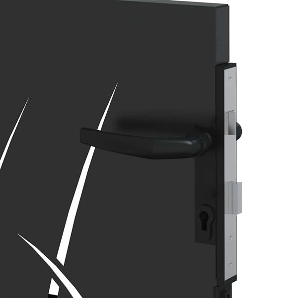 Grote foto vidaxl tuinpoort met slot zwart 85 x 105 cm poedergecoat staal tuin en terras hekken en schuttingen