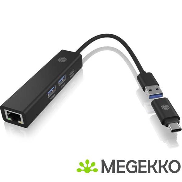Grote foto icy box ib hub1439 lan bedraad usb 3.2 gen 1 3.1 gen 1 type a zwart computers en software overige computers en software