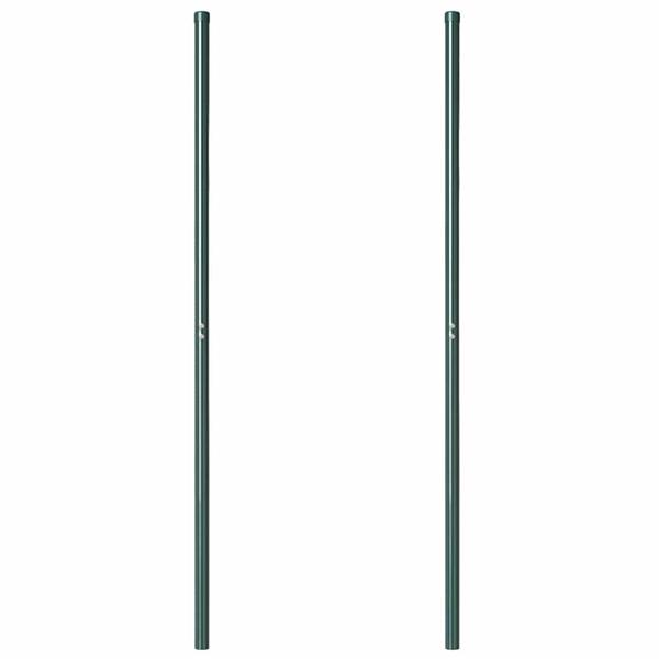 Grote foto vidaxl afrasteringspaal 2 pcs groen poedergecoat staal tuin en terras overige tuin en terras