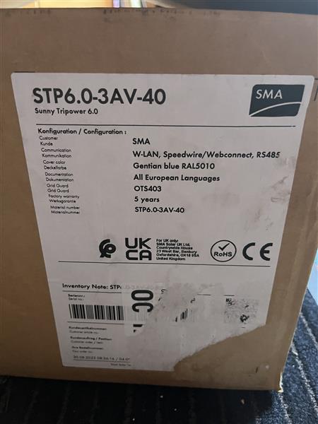 Grote foto nieuwe sma 6.0 omvormer valt nog onder de garantie doe het zelf en verbouw elektra en kabels