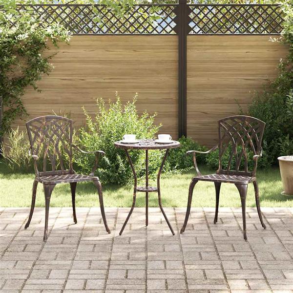 Grote foto vidaxl tuinstoel 2 pcs brons 55 x 56.5 x 91cm aluminium tuin en terras tuinmeubelen