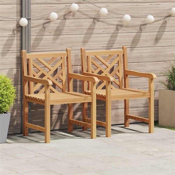 Grote foto vidaxl stoel 2 pcs bruin 60 x 58 x 90 cm massief teakhout tuin en terras tuinmeubelen