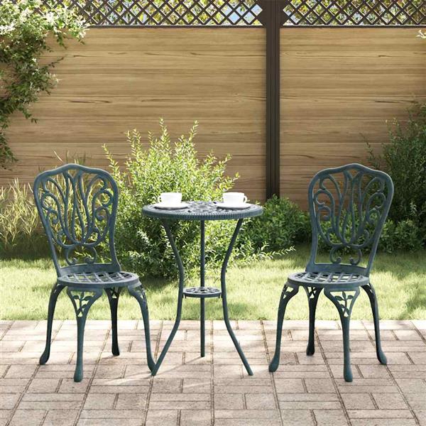 Grote foto vidaxl tuin bistro set 3 pcs groen aluminium tuin en terras tuinmeubelen