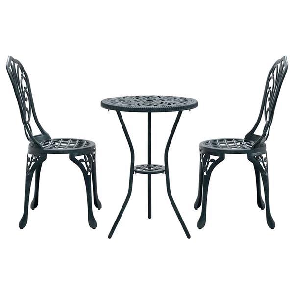 Grote foto vidaxl tuin bistro set 3 pcs groen aluminium tuin en terras tuinmeubelen