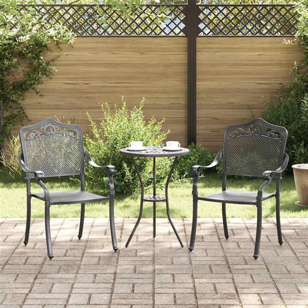 Grote foto vidaxl tuinstoel 2 pcs zwart 55 x 56.5 x 91cm aluminium tuin en terras tuinmeubelen