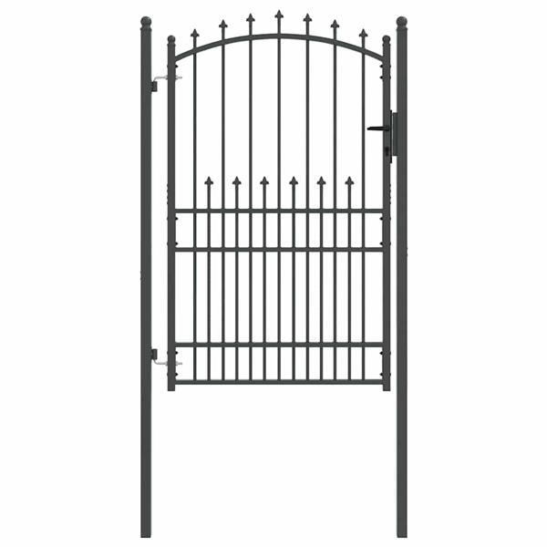 Grote foto vidaxl hekdeur met spijkers grijs 200 x 100 cm poedergecoat staal tuin en terras hekken en schuttingen