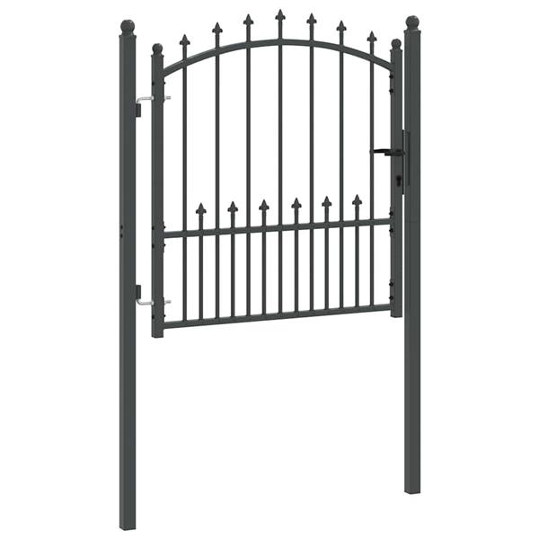 Grote foto vidaxl hekdeur met spijkers grijs 100 x 100 cm poedergecoat staal tuin en terras hekken en schuttingen