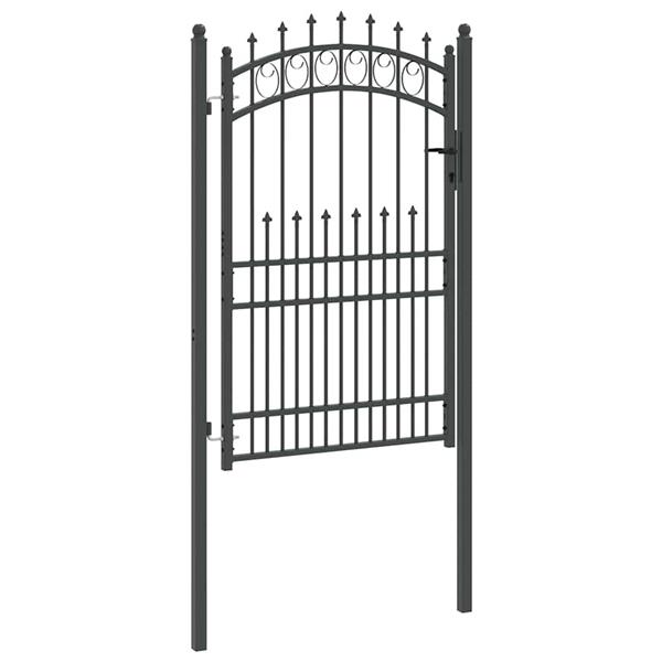 Grote foto vidaxl hekdeur met spijkers grijs 200 x 100 cm poedergecoat staal tuin en terras hekken en schuttingen