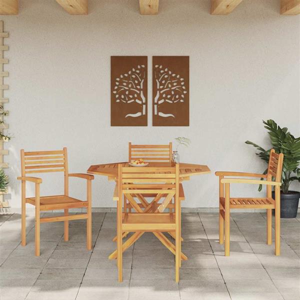Grote foto vidaxl stoel 4 pcs bruin 56 x 55 x 90.5 cm massief teakhout tuin en terras tuinmeubelen