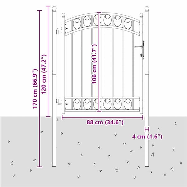 Grote foto vidaxl hekpoort met slot grijs 150 x 100 cm poedergecoat staal tuin en terras hekken en schuttingen