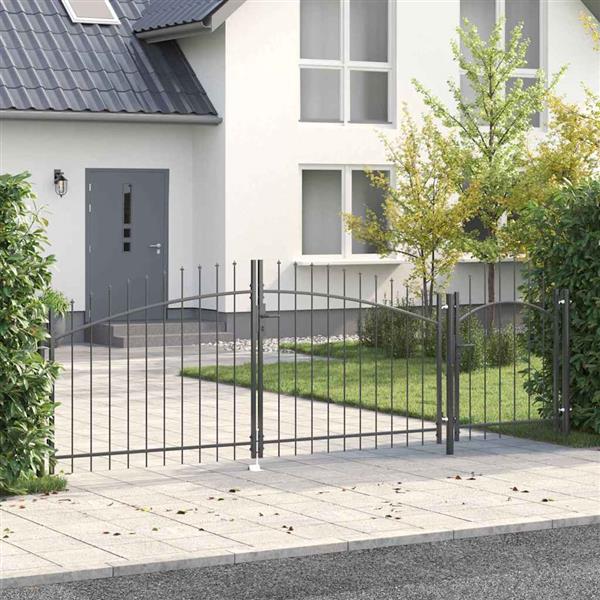 Grote foto vidaxl tuinpoort zwart 150 x 400 cm staal tuin en terras hekken en schuttingen