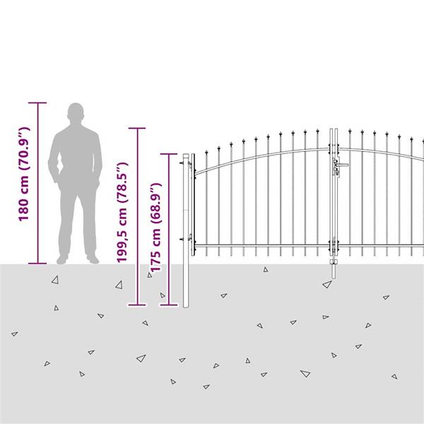 Grote foto vidaxl tuinpoort zwart 150 x 400 cm staal tuin en terras hekken en schuttingen