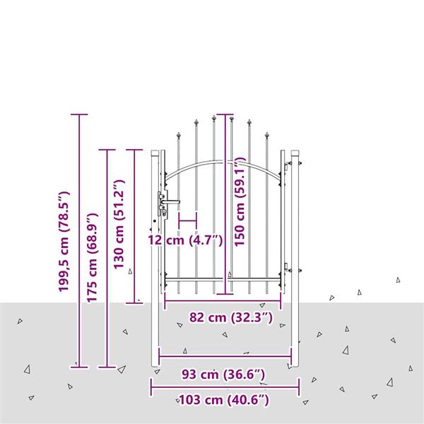 Grote foto vidaxl tuinpoort met slot grijs 150 x 100 cm staal tuin en terras hekken en schuttingen