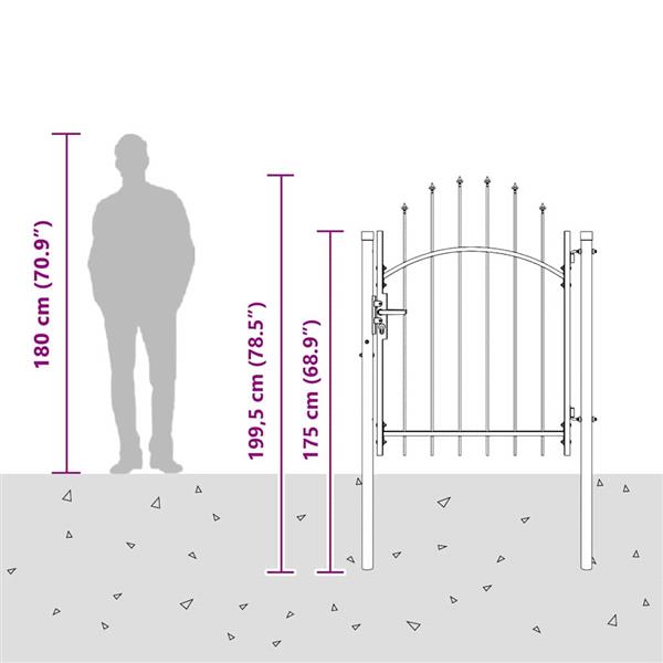 Grote foto vidaxl tuinpoort met slot grijs 150 x 100 cm staal tuin en terras hekken en schuttingen