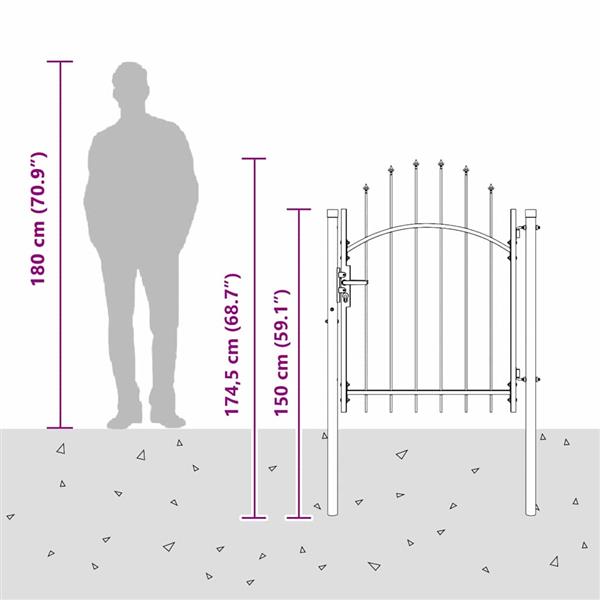 Grote foto vidaxl tuinpoort met slot grijs 125 x 100 cm staal tuin en terras hekken en schuttingen