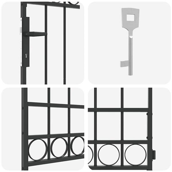 Grote foto vidaxl hekpoort grijs 89 x 200 cm staal tuin en terras hekken en schuttingen