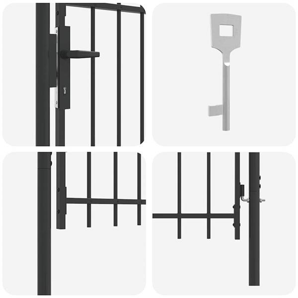 Grote foto vidaxl hekpoort grijs 100 x 100 cm poedercoated staal tuin en terras hekken en schuttingen